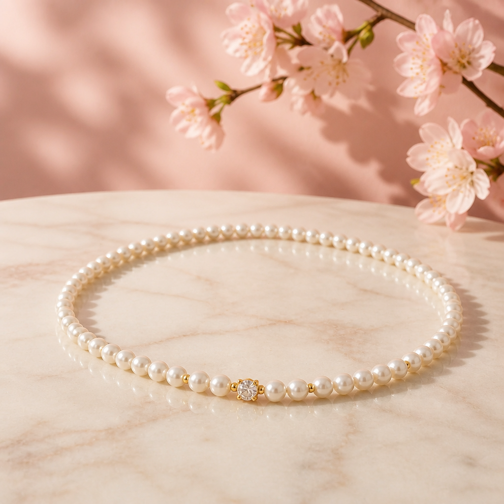 Genuine Saltwater Pearl Necklace with White Zirconia Accent – 16" + 2" Extender