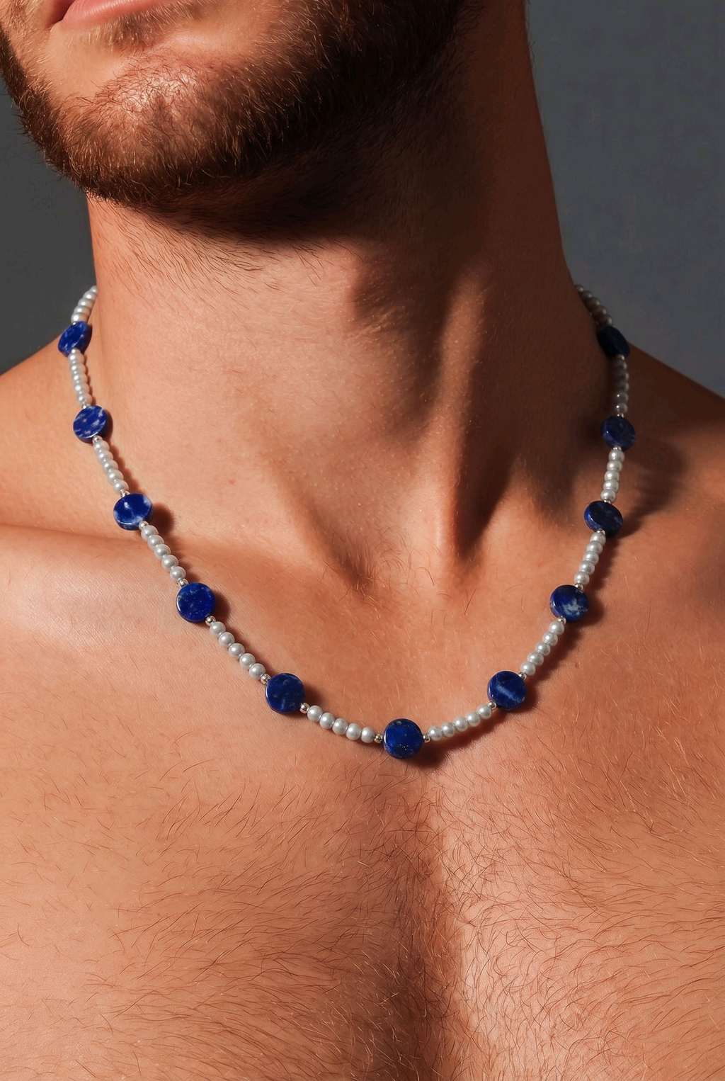 Lapis Gemstone & Freshwater Pearl Necklace – 18 Inches