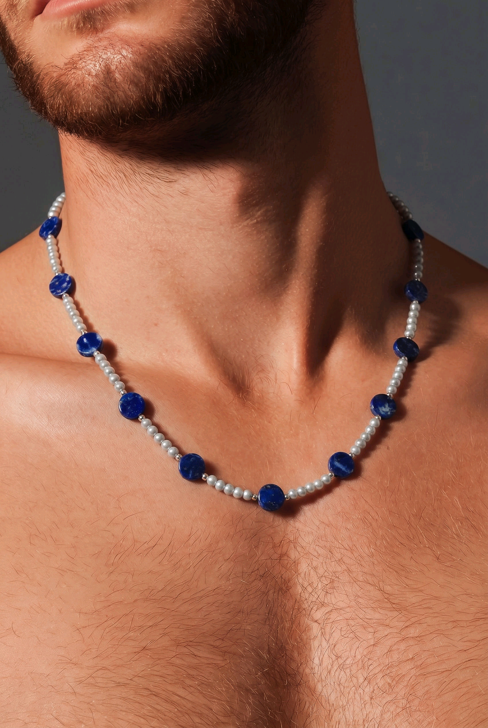 Lapis Gemstone & Freshwater Pearl Necklace – 18 Inches