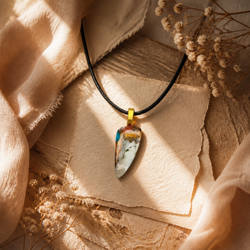 Natural Desert Jasper Gemstone Necklace on Adjustable Leather Cord