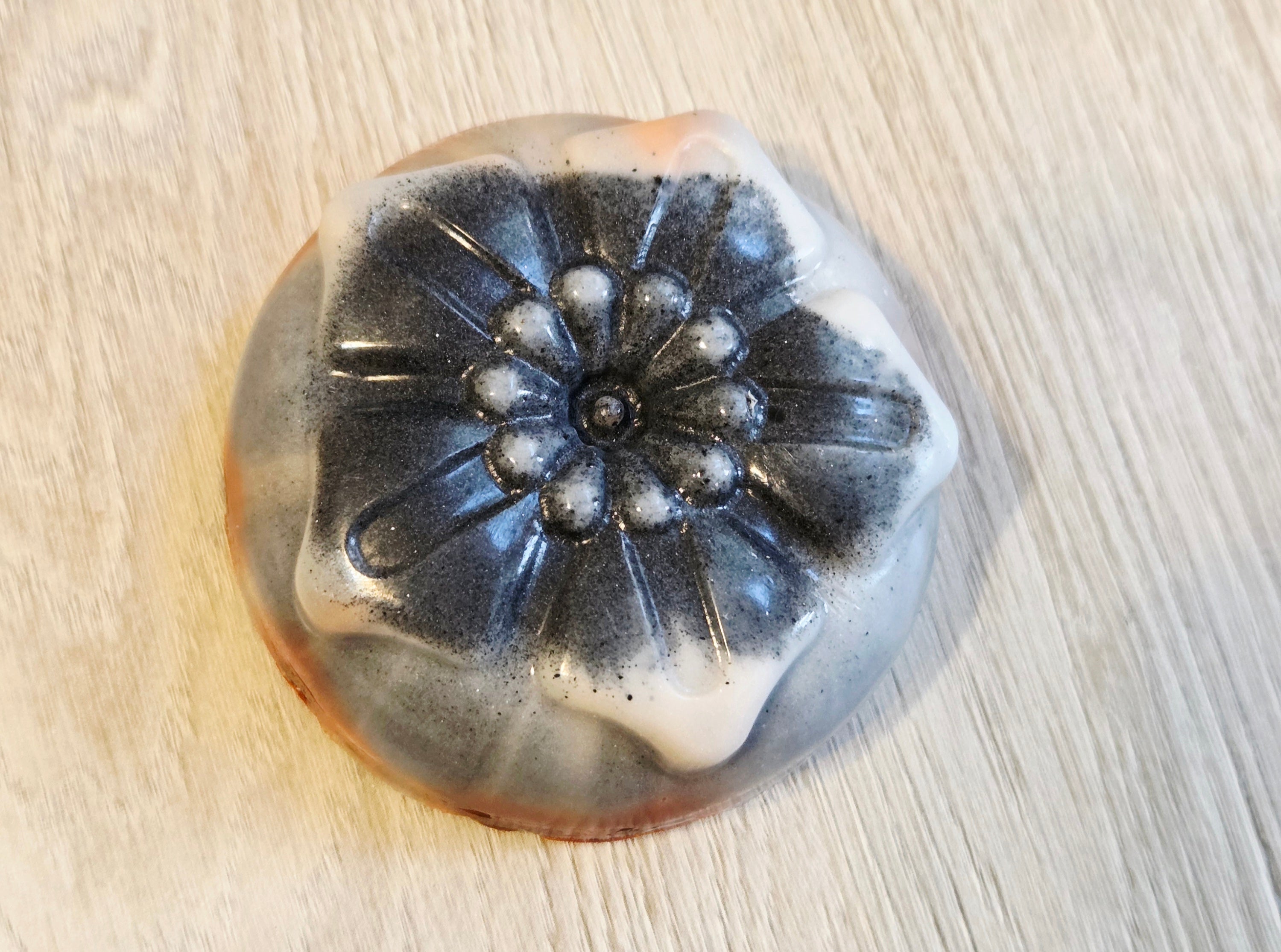 Handmade Goat's Milk Soap with Shea Butter & Activated Charcoal – Pink Grapefruit Essential Oil | Embedded Dried Flowers