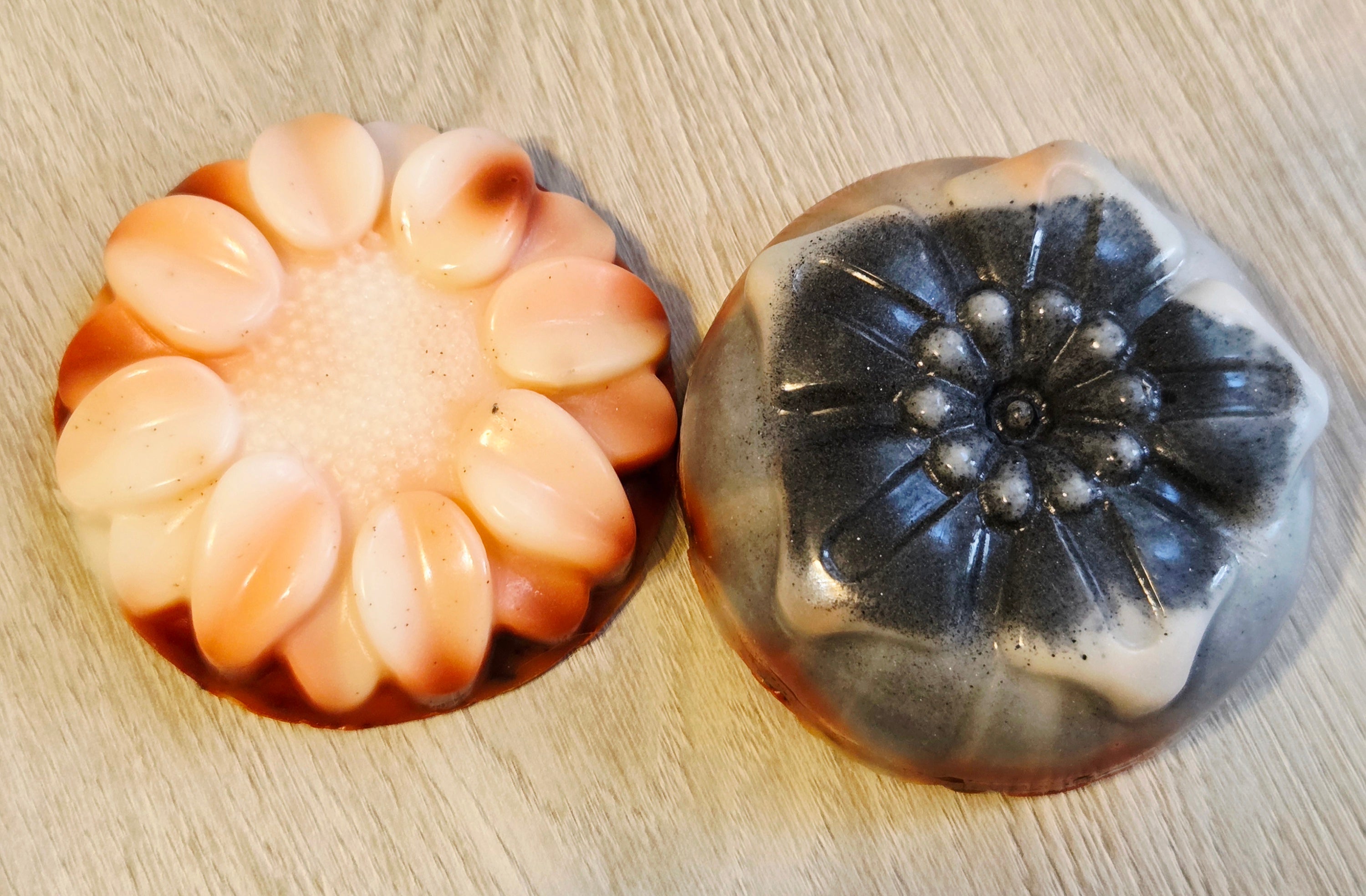 Handmade Goat's Milk Soap with Shea Butter & Activated Charcoal – Pink Grapefruit Essential Oil | Embedded Dried Flowers