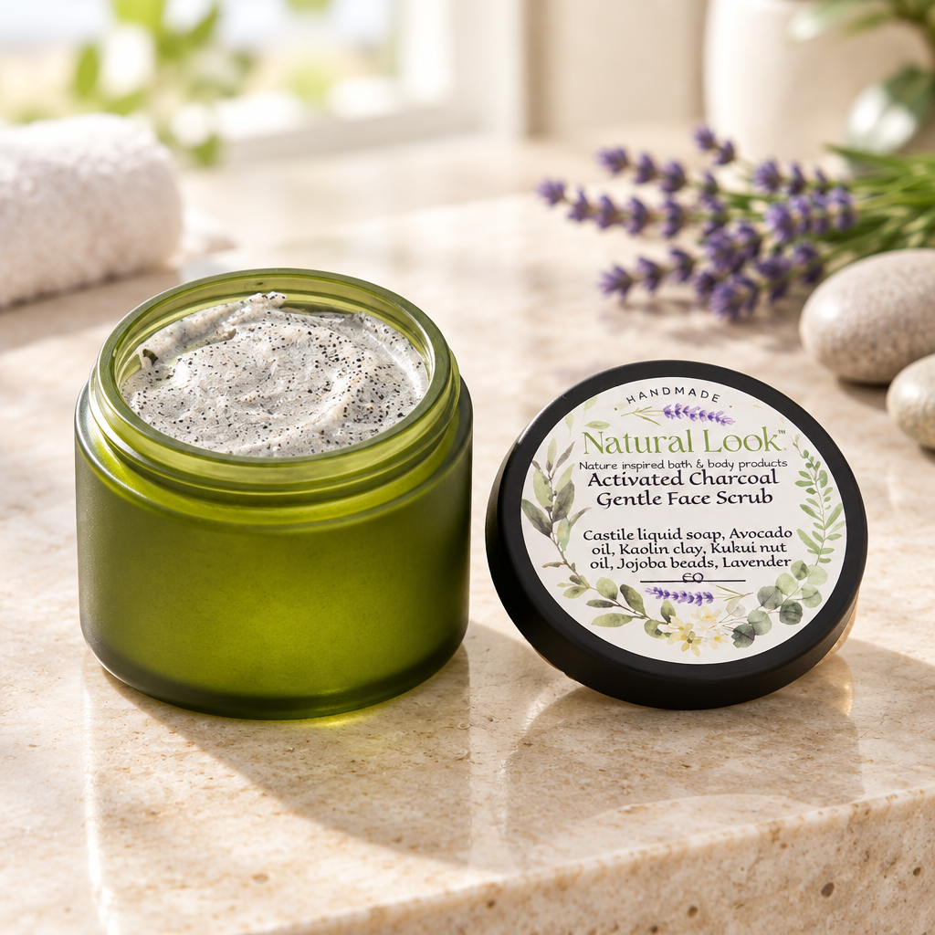 Handmade Activated Charcoal Facial Scrub – Gentle Exfoliating with Avocado & Kukui Nut Oils