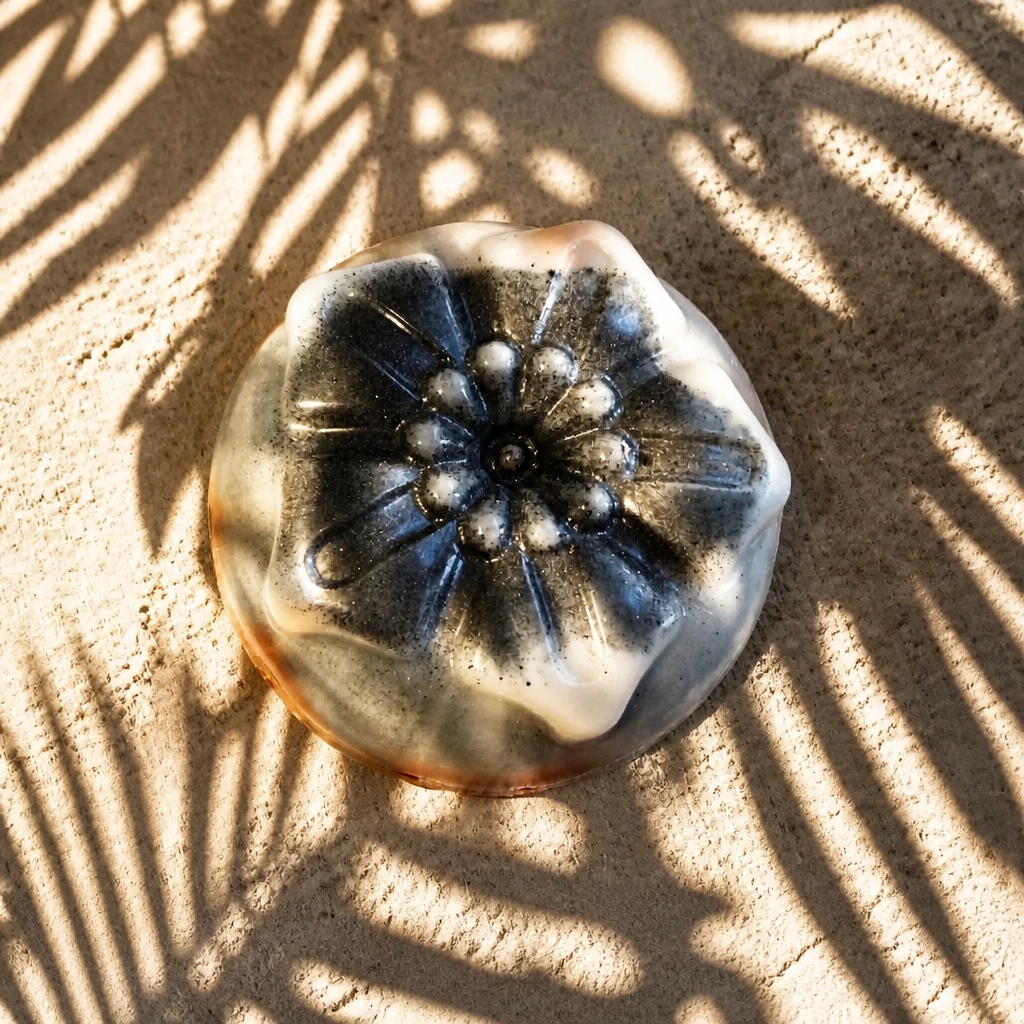 Handmade Goat's Milk Soap with Shea Butter & Activated Charcoal – Pink Grapefruit Essential Oil | Embedded Dried Flowers