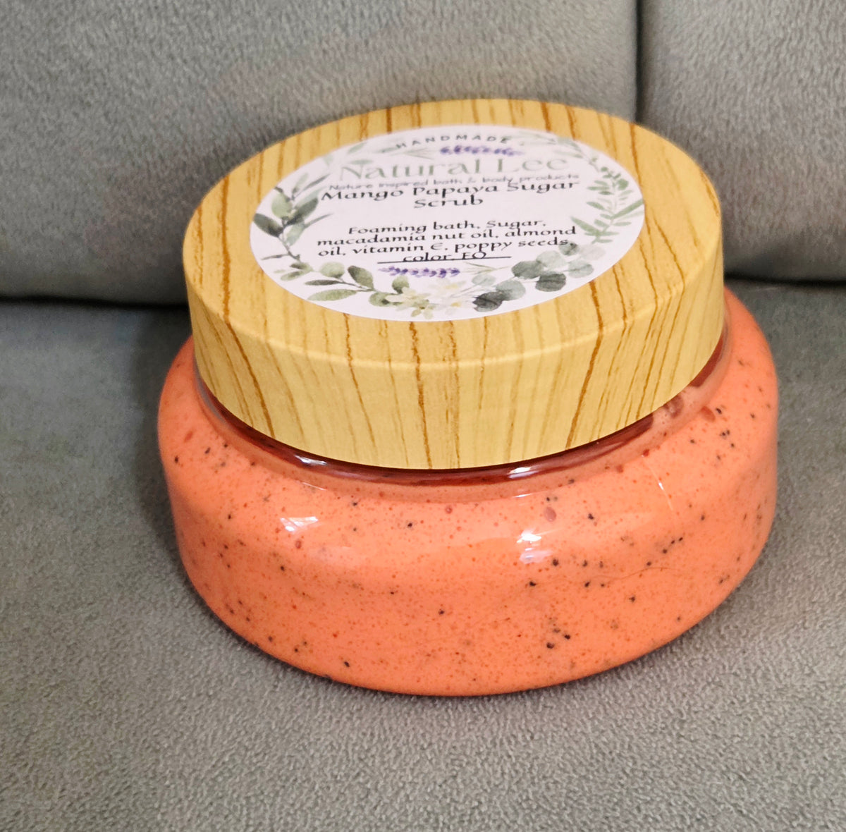 Handmade Mango Papaya Body Sugar Scrub – Extra Moisturizing with Macadamia Nut Oil