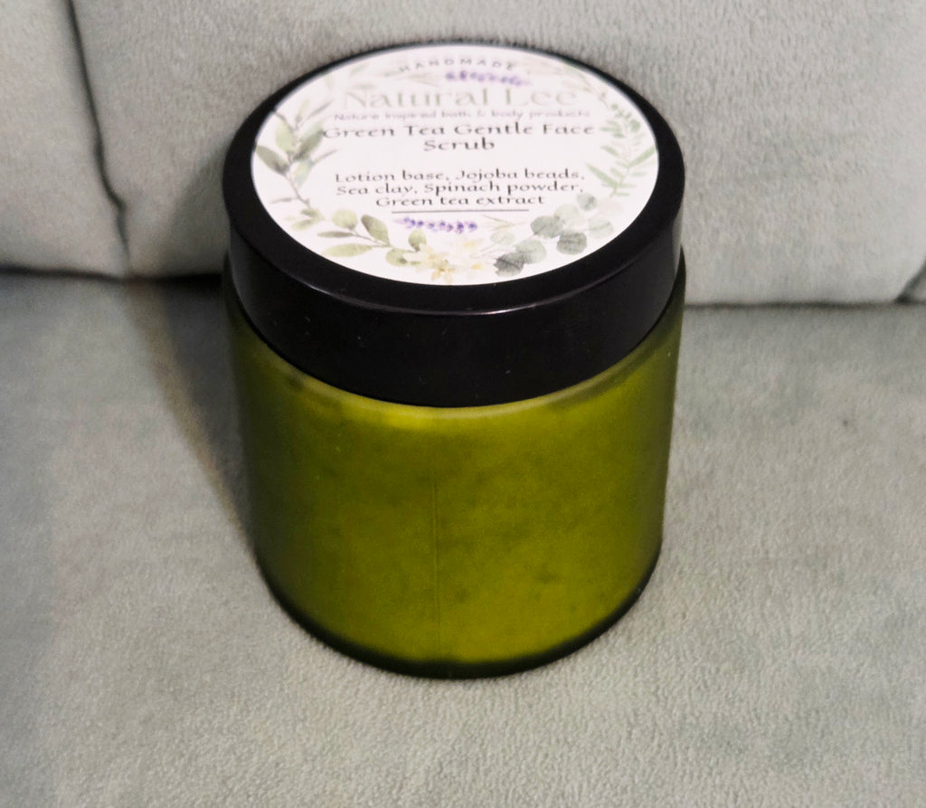Handmade Green Tea Facial Scrub – Gentle Exfoliating with Jojoba Beads & Sea Clay
