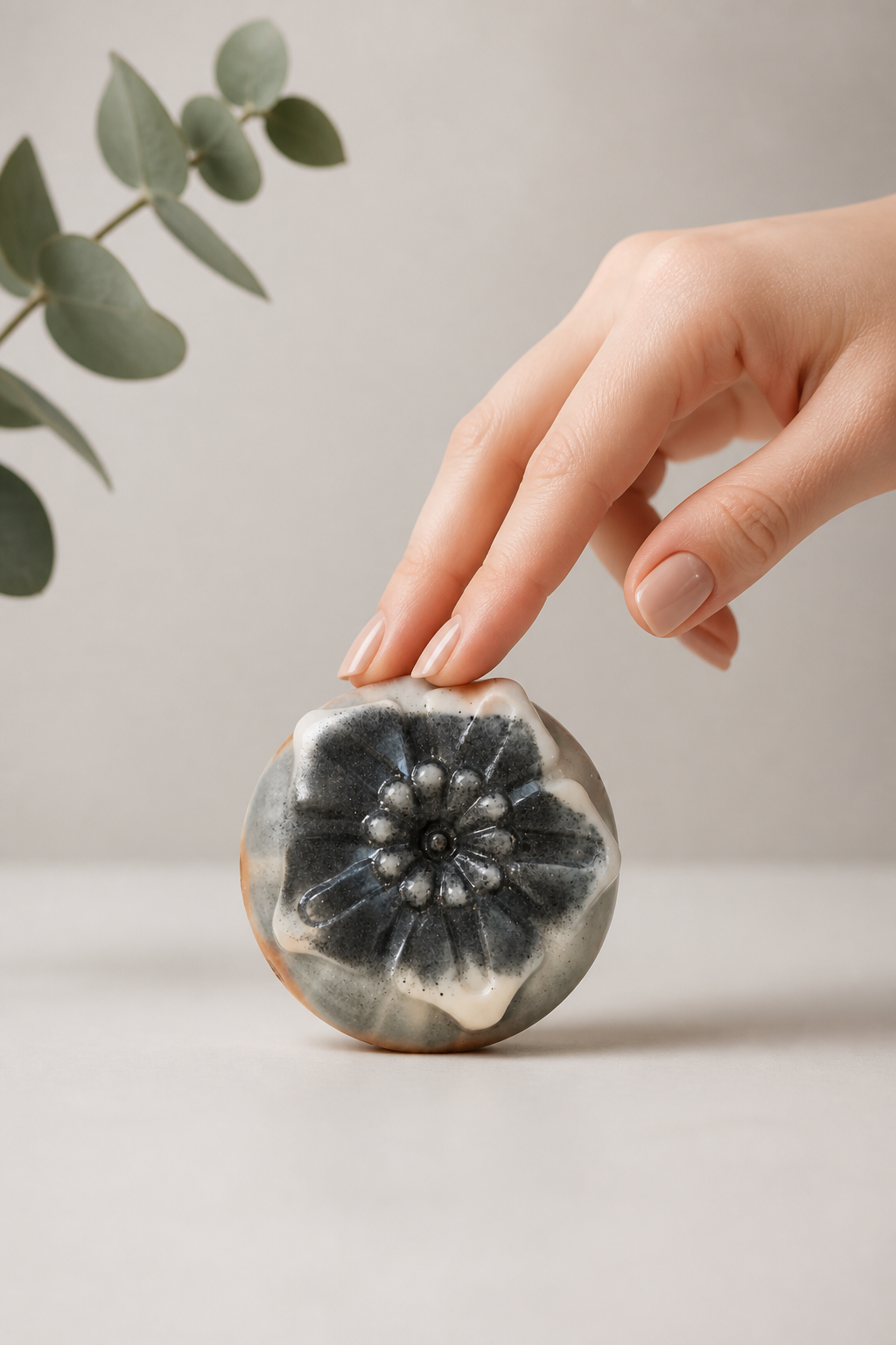 Handmade Goat's Milk Soap with Shea Butter & Activated Charcoal – Pink Grapefruit Essential Oil | Embedded Dried Flowers